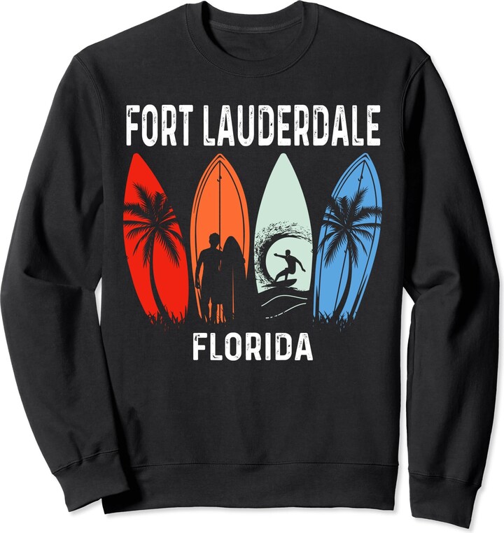Fort Lauderdale Beach Florida Beach Souvenir Retro Fort Lauderdale Beach Florida Surfing Beach Sweatshirt