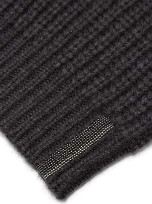 Brunello Cucinelli Studded Ribbed Cashmere Beanie Hat - Womens - Charcoal