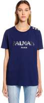 Balmain Logo Printed Cotton Jersey T-Shirt