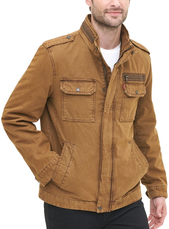 Levi's Men's Washed Cotton SherpaLined Military Jacket ShopStyle
