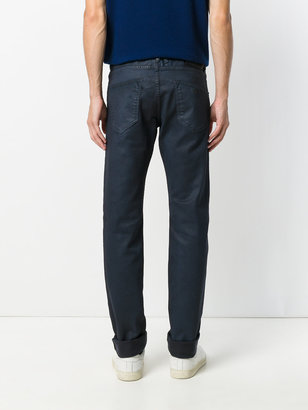 Emporio Armani roll up waxed denim jeans