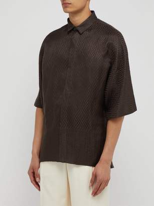Haider Ackermann Zigzag Weave Linen Blend Shirt - Mens - Brown
