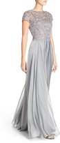 Thumbnail for your product : La Femme Lace & Satin A-Line Gown