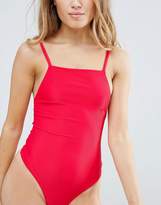 Thumbnail for your product : ASOS Petite Zena High Shine Ribbed Square Neck Body