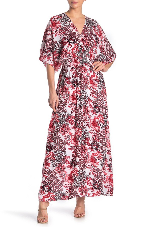Nina Leonard Dolman Sleeve Smocked Maxi Dress - ShopStyle