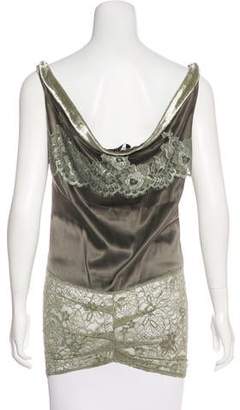 Christian Dior Lace-Accented Sleeveless Top