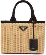 Thumbnail for your product : Prada Beige and Black Raffia Garden Tote