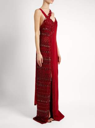 Versace Asymmetric Crystal Embellished Silk Gown - Womens - Red