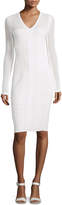 Narciso Rodriguez Long-Sleeve V-Neck Grid Dress