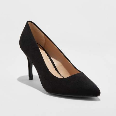 wide width black suede pumps