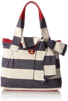 Thumbnail for your product : Tommy Hilfiger High Tied Tote Woven Rugby Stripe Shoulder Bag