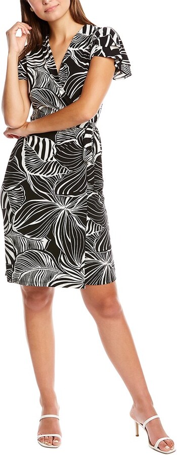 Anne Klein Mandy Three-quarter Sleeve Half Zip Mini Dress With Tie Waist -  ShopStyle
