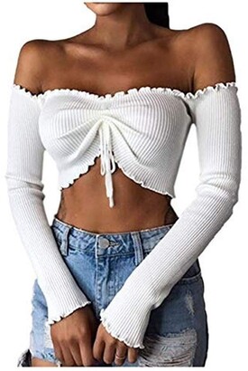 Frill Off The Shoulder Top | Shop the world's largest collection of fashion  | ShopStyle UK