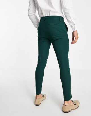 ASOS DESIGN wedding super skinny suit pants in forest green micro texture