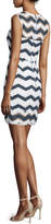 Thumbnail for your product : Milly Sleeveless Chevron Shift Dress, Navy/White