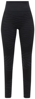adidas by Stella McCartney Zebra-stripe Jersey Leggings - Black