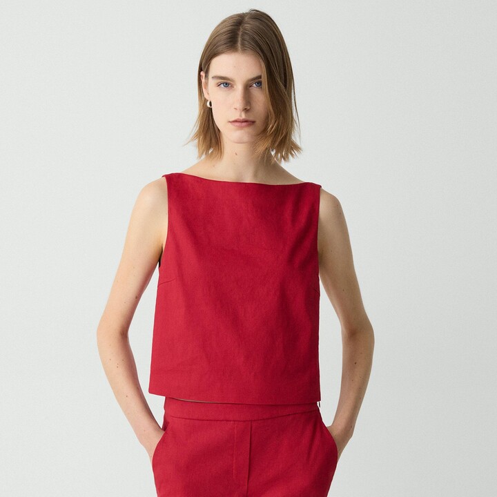 Theory Sleeveless Boatneck Top in Good Linen