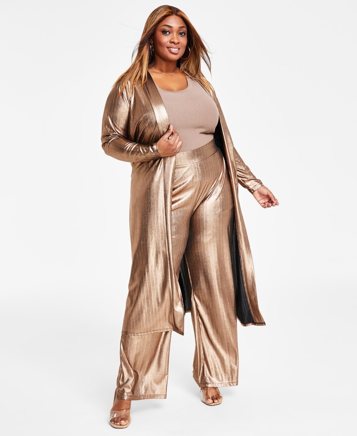 Nina Parker Plus Size Metallic Duster, Created for Macy's - ShopStyle