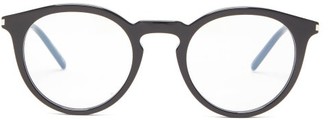 Saint Laurent Logo-engraved Round Acetate Glasses - Black