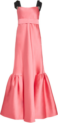 Lela Rose Bow-Detailed Embellished Taffeta Gown