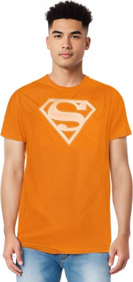 Superman Mens Orange & White Shield Short Sleeve Adult Tee / T-Shirt