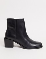 Thumbnail for your product : ASOS DESIGN Refresh leather square toe heeled boots in black