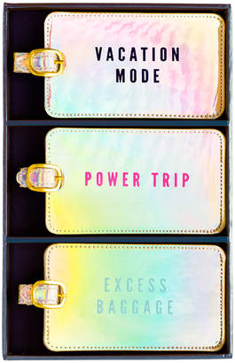 Eccolo Holographic Vegan Leather Luggage Tags, Set of 3