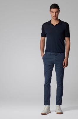 HUGO BOSS Slim-fit trousers in patterned stretch-cotton twill