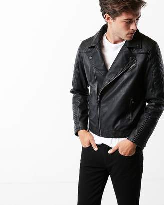 Express Vegan Leather Quilted Asymmetrical Moto Jacket