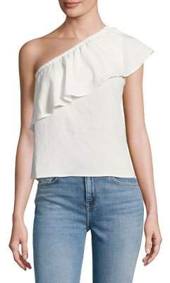 7 For All Mankind Ruffled One-Shoulder Top