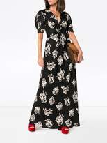 Thumbnail for your product : Miu Miu V-neck rose print short sleeve silk dress
