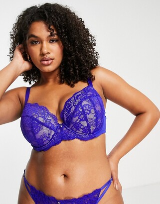 Ann Summers Curve Sexy Lace Planet nylon blend plunge bra in cobalt and  lilac - MBLUE - ShopStyle