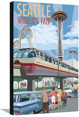 Art.com Space Needle Opening Day Scene - Seattle, WA Stretched Canvas Print By Lantern Press - 61x81 cm