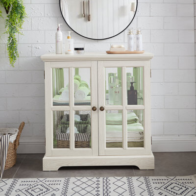 George Oliver LED Curio Display Cabinet With Adjustable Shelves And Magnetic Closure Retro Design For Showcasing Precious Possessions