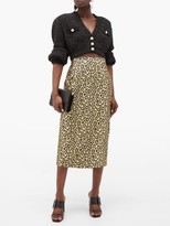 Thumbnail for your product : Alessandra Rich Leopard-brocade Pencil Skirt - Gold