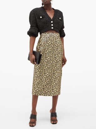 Alessandra Rich Leopard-brocade Pencil Skirt - Gold