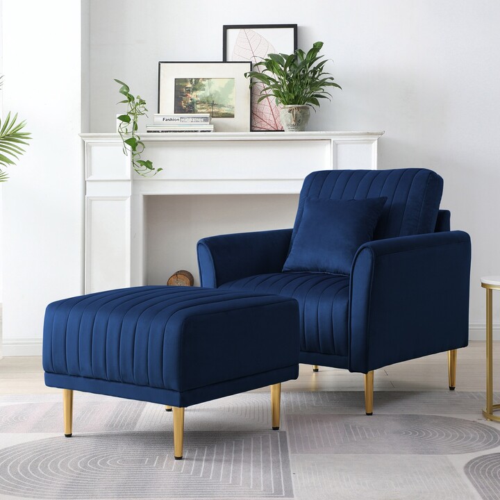 Sunmory Velvet Upholstered Accent Chair, Modern Single Sofa Chair and