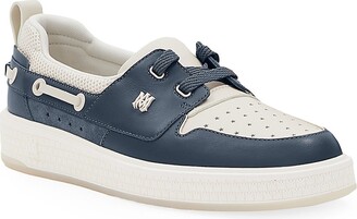 Amiri Men's Leather Boat Shoes - Navy White - Size 11