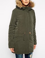 Thumbnail for your product : Only Faux Fur Hooded Parka With Contrast Lining