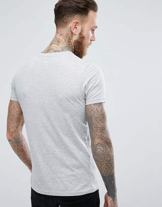 Schott Camo Logo T-Shirt Slim Fit In Grey Marl