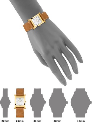 Hermes Heure H 26MM Goldplated & Leather Strap Watch