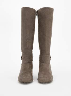 Evans EXTRA WIDE FIT Grey Bow Detail Long Boots