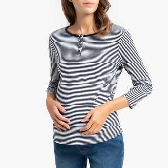 La Redoute Collections Cotton Striped Maternity T-Shirt with Long Sleeves