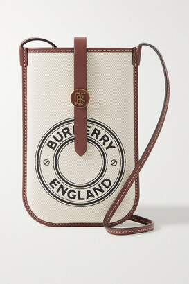 Burberry Leather-trimmed Printed Canvas Phone Case - Tan - One size