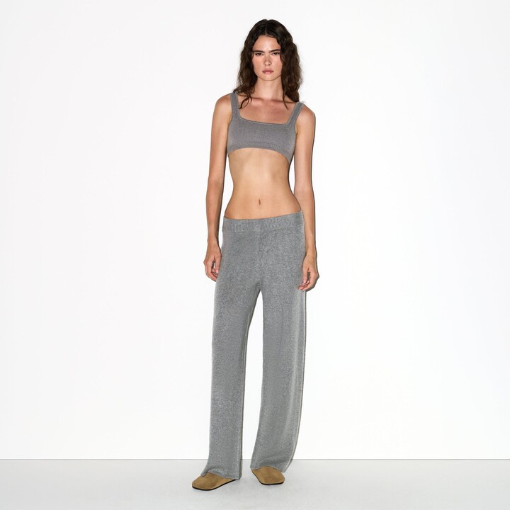 SKIMS Cashmere Wide Leg Pants | Dark Heather Grey