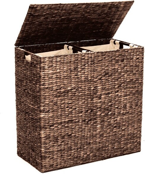 Best Choice Products XL Natural Woven Water Hyacinth Double Laundry Hamper  Basket w/ 2 Liner Bags, Handles - Espresso - ShopStyle Kitchen Storage &  Organization