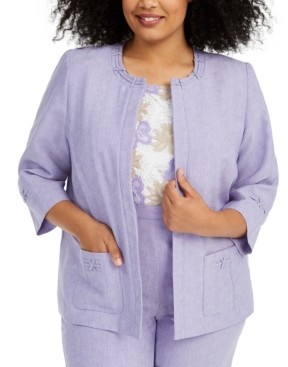 Alfred Dunner Plus Size Nantucket Open-Front Jacket