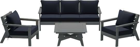 WestinTrendsAvalonOutdoor6-PieceModularSectionalPatioFurnitureSofaSetGray/NavyBlue