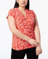 Thumbnail for your product : Anne Klein Plus Size Printed Keyhole Top