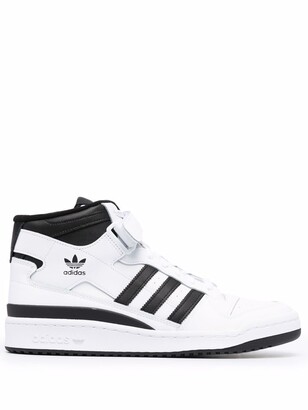 White high top adidas with black stripes clearance